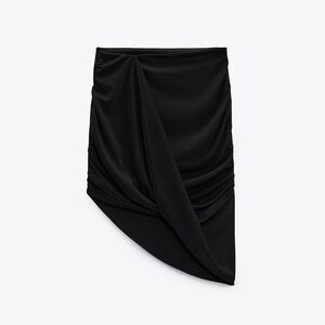 Elegant Black Draped Asymmetric Skirt